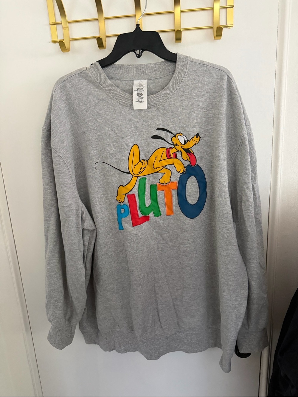Disney Pluto Graphic Crewneck Sweater - Gray with Multicolor Print
